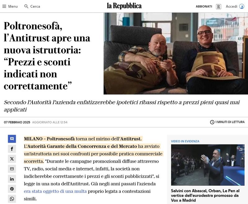Poltronesofà multata